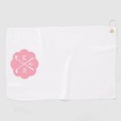 Gepersonaliseerd monogram roze golfhanddoek (Horizontaal)