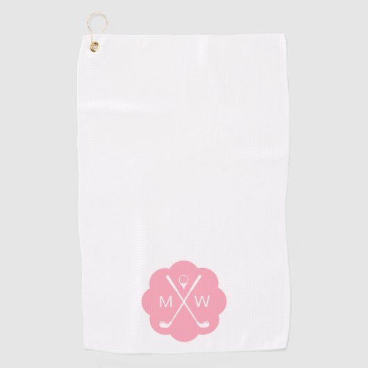 Gepersonaliseerd monogram roze golfhanddoek (Voorkant)