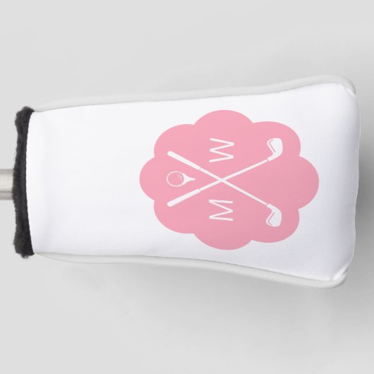 Gepersonaliseerd monogram roze golfheadcover (Voorkant)
