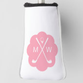 Gepersonaliseerd monogram roze golfheadcover (Draai 90)
