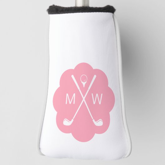 Gepersonaliseerd monogram roze golfheadcover (Draai 90)