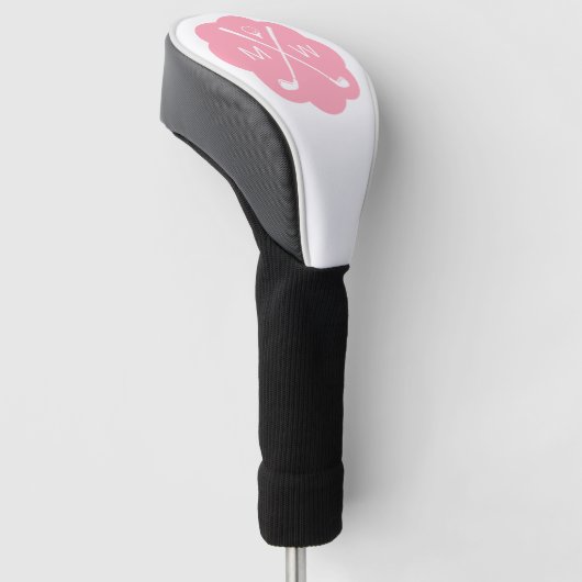 Gepersonaliseerd monogram roze golfheadcover (Schuin)