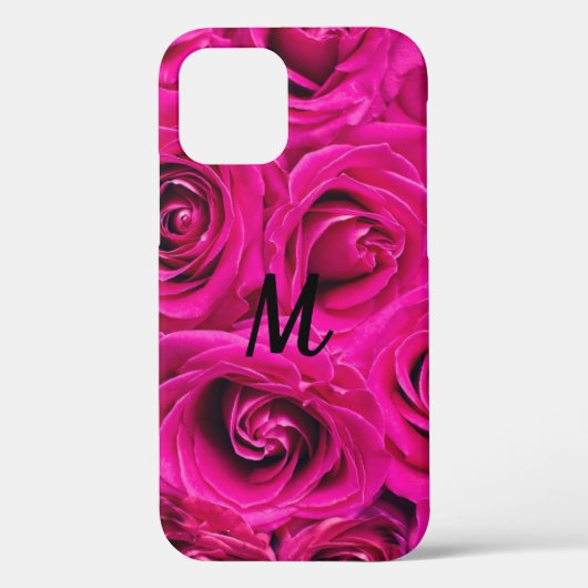 Gepersonaliseerd Monogram Roze Rozen Hoesje-Mate i Case-Mate iPhone Case (Achterkant)