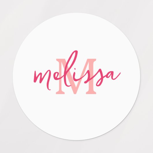 Gepersonaliseerd monogram Roze Sakura blauw tartan Labels (Design 2)