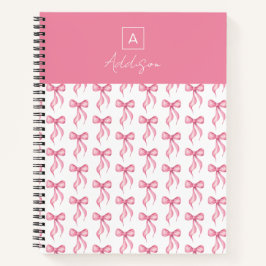 Gepersonaliseerd monogram roze strikpatroon notitieboek