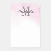 Gepersonaliseerd Monogram Roze Waterverf | Modern  Post-it® Notes (Voorkant)