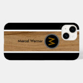 Gepersonaliseerd Monogram Rustiek Hout Zwart Case-Mate iPhone Case (Achterkant (horizontaal))