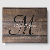 Gepersonaliseerd Monogram Rustiek Houten Script Br Gastenboek (Voorkant)