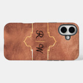 Gepersonaliseerd monogram rustiek koper Case-Mate iPhone case (Achterkant (horizontaal))