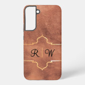 Gepersonaliseerd monogram rustiek koper samsung galaxy hoesje (Achterkant)