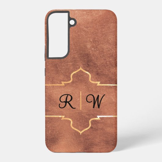 Gepersonaliseerd monogram rustiek koper samsung galaxy hoesje (Achterkant)