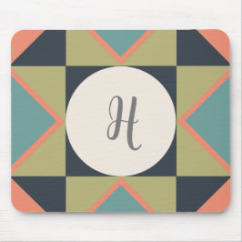 Gepersonaliseerd monogram schuur quilt blok muismat
