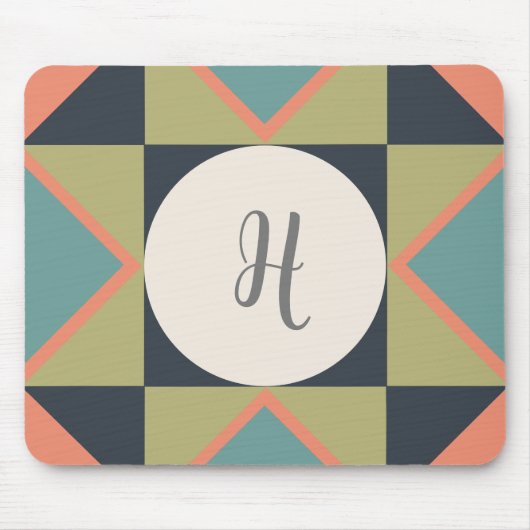 Gepersonaliseerd monogram schuur quilt blok muismat (Voorkant)
