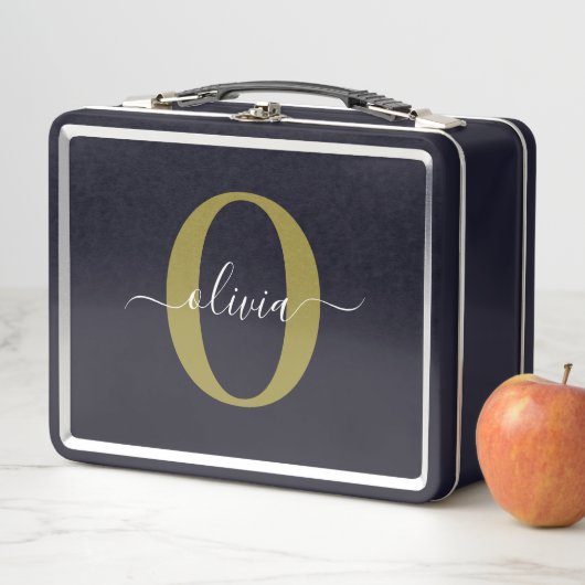 Gepersonaliseerd monogram Script Name Black White  (In situ)