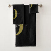 Gepersonaliseerd monogram Script Name Black White  Bad Handdoek (Insitu)