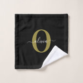 Gepersonaliseerd monogram Script Name Black White  Bad Handdoek (Wasdoekje)