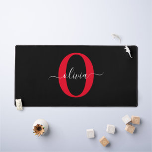 Gepersonaliseerd monogram Script Name Black White Bureaumat