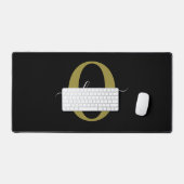 Gepersonaliseerd monogram Script Name Black White  Bureaumat (Keyboard & Muis)