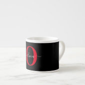 Gepersonaliseerd monogram Script Name Black White  Espresso Kop (Voorkant rechts)