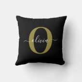 Gepersonaliseerd monogram Script Name Black White  Kussen (Achterkant)