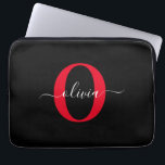 Gepersonaliseerd monogram Script Name Black White Laptop Sleeve<br><div class="desc">Dit elegante monogram en het stijlvolle ontwerp van de manuscriptnaam kunnen als gift voor een verjaardag, een bruiloft, een vrijgezellenfeest, een verjaardag, een Moederdag of om het even welke gelegenheid worden gegeven. Het kan gepersonaliseerd worden met het initiaal en de naam van de persoon. U kunt het lettertype, de lettertypekleur,...</div>