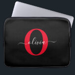 Gepersonaliseerd monogram Script Name Black White  Laptop Sleeve<br><div class="desc">Dit elegante monogram en het stijlvolle ontwerp van de manuscriptnaam kunnen als gift voor een verjaardag, een bruiloft, een vrijgezellenfeest, een verjaardag, een Moederdag of om het even welke gelegenheid worden gegeven. Het kan gepersonaliseerd worden met het initiaal en de naam van de persoon. U kunt het lettertype, de lettertypekleur,...</div>