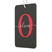 Gepersonaliseerd monogram Script Name Black White  Luchtverfrisser (Links)