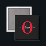 Gepersonaliseerd monogram Script Name Black White  Magneet<br><div class="desc">Dit elegante monogram en het stijlvolle ontwerp van de manuscriptnaam kunnen als gift voor een verjaardag, een bruiloft, een vrijgezellenfeest, een verjaardag, een Moederdag of om het even welke gelegenheid worden gegeven. Het kan gepersonaliseerd worden met het initiaal en de naam van de persoon. U kunt het lettertype, de lettertypekleur,...</div>