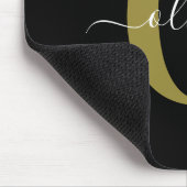 Gepersonaliseerd monogram Script Name Black White  Muismat (Hoek)