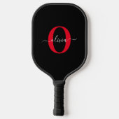 Gepersonaliseerd monogram Script Name Black White  Pickleball Paddle (Achterkant)