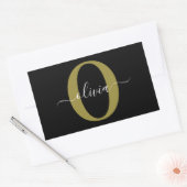 Gepersonaliseerd monogram Script Name Black White  Rechthoekige Sticker (Envelop)