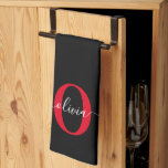 Gepersonaliseerd monogram Script Name Black White  Theedoek<br><div class="desc">Dit elegante monogram en het stijlvolle ontwerp van de manuscriptnaam kunnen als gift voor een verjaardag, een Moederdag of om het even welke gelegenheid worden gegeven. Het kan gepersonaliseerd worden met het initiaal en de naam van de persoon. U kunt het lettertype, de lettertypekleur, de tekengrootte en de achtergrondkleur wijzigen...</div>