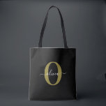 Gepersonaliseerd monogram Script Name Black White  Tote Bag<br><div class="desc">Dit elegante monogram en het stijlvolle ontwerp van de manuscriptnaam kunnen als gift voor een verjaardag, een bruiloft, een vrijgezellenfeest, een verjaardag, een Moederdag of om het even welke gelegenheid worden gegeven. Het kan gepersonaliseerd worden met het initiaal en de naam van de persoon. U kunt het lettertype, de lettertypekleur,...</div>