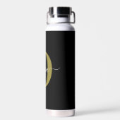 Gepersonaliseerd monogram Script Name Black White  Waterfles (Achterkant)