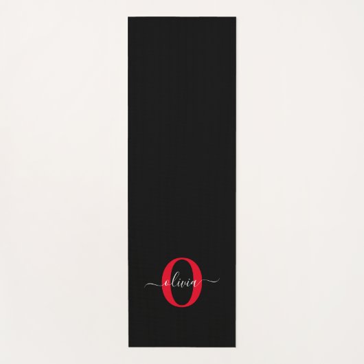 Gepersonaliseerd monogram Script Name Black White  Yogamat (Voorkant)