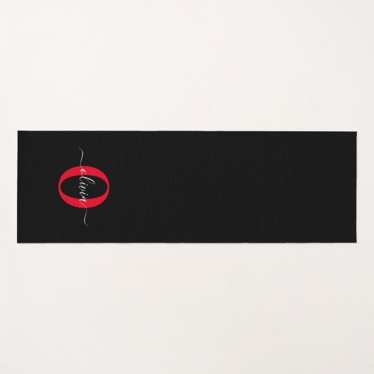 Gepersonaliseerd monogram Script Name Black White Yogamat (Voorkant (horizontaal))