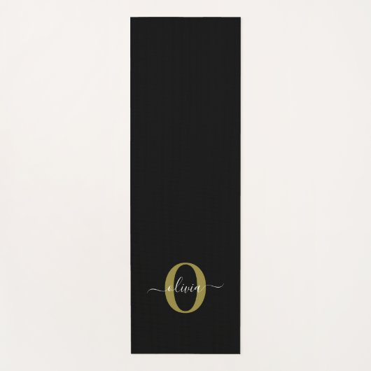 Gepersonaliseerd monogram Script Name Black White  Yogamat (Voorkant)
