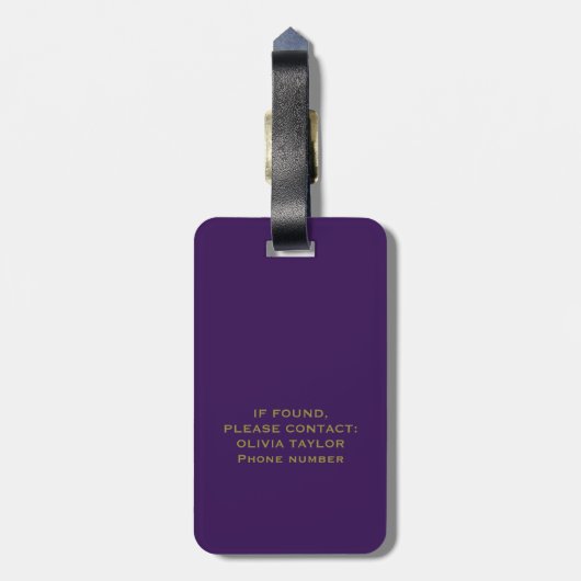 Gepersonaliseerd Monogram Script Name Paars White  Bagagelabel (Achterkant verticaal)