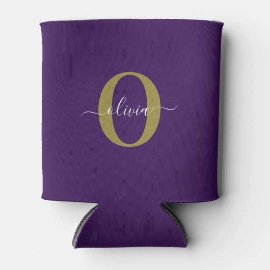 Gepersonaliseerd Monogram Script Name Paars White  Blikjeskoeler (Voorkant)