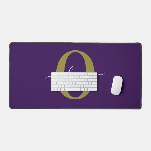 Gepersonaliseerd Monogram Script Name Paars White  Bureaumat (Keyboard & Muis)