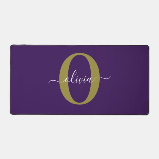 Gepersonaliseerd Monogram Script Name Paars White Bureaumat (Voorkant)