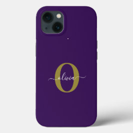 Gepersonaliseerd Monogram Script Name Paars White  Case-Mate iPhone Case