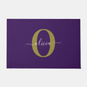 Gepersonaliseerd Monogram Script Name Paars White  Deurmat (Voorkant)