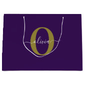 Gepersonaliseerd Monogram Script Name Paars White Groot Cadeauzakje (Voorkant)