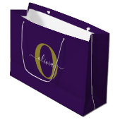 Gepersonaliseerd Monogram Script Name Paars White Groot Cadeauzakje (Voorkant Gekanteld)