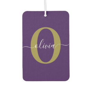 Gepersonaliseerd Monogram Script Name Paars White Luchtverfrisser