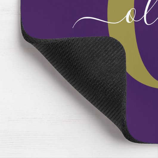 Gepersonaliseerd Monogram Script Name Paars White  Muismat (Hoek)