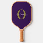 Gepersonaliseerd Monogram Script Name Paars White  Pickleball Paddle (Voorkant)