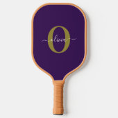 Gepersonaliseerd Monogram Script Name Paars White  Pickleball Paddle (Achterkant)