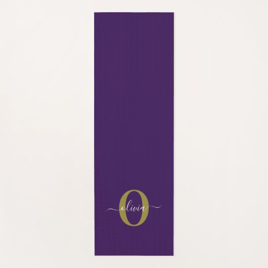 Gepersonaliseerd Monogram Script Name Paars White  Yogamat (Voorkant)